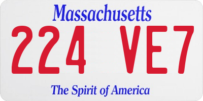 MA license plate 224VE7