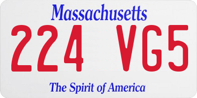 MA license plate 224VG5