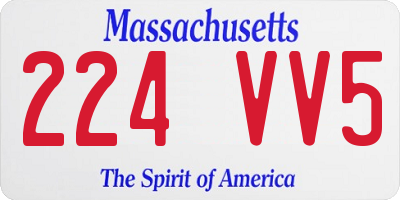 MA license plate 224VV5