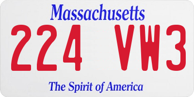 MA license plate 224VW3