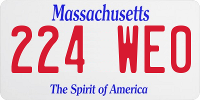 MA license plate 224WE0