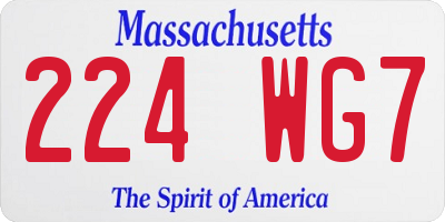 MA license plate 224WG7