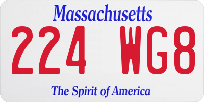 MA license plate 224WG8