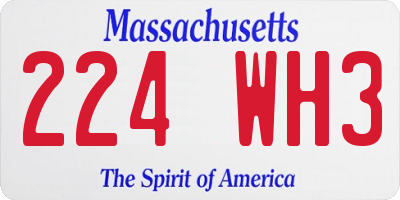 MA license plate 224WH3