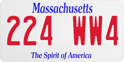MA license plate 224WW4