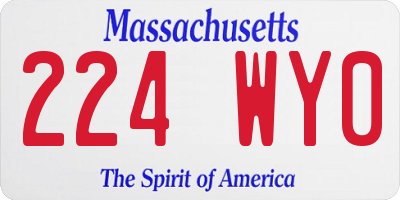 MA license plate 224WY0