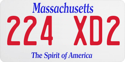 MA license plate 224XD2