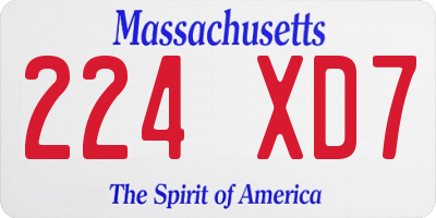 MA license plate 224XD7