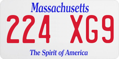 MA license plate 224XG9