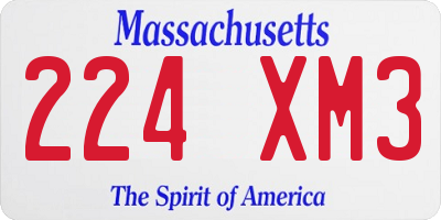 MA license plate 224XM3