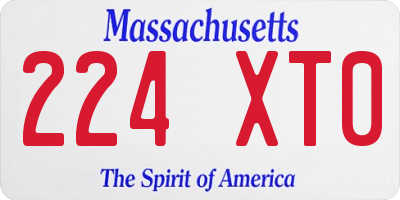 MA license plate 224XT0