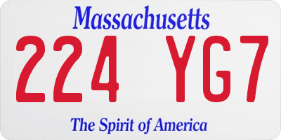 MA license plate 224YG7