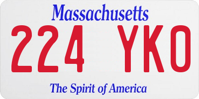 MA license plate 224YK0