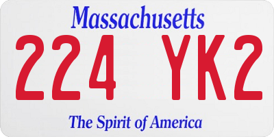 MA license plate 224YK2
