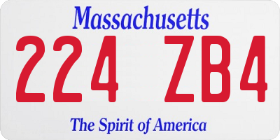 MA license plate 224ZB4