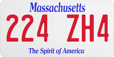 MA license plate 224ZH4