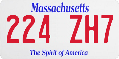 MA license plate 224ZH7