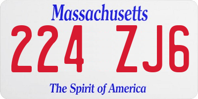 MA license plate 224ZJ6