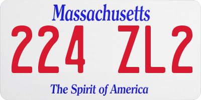 MA license plate 224ZL2