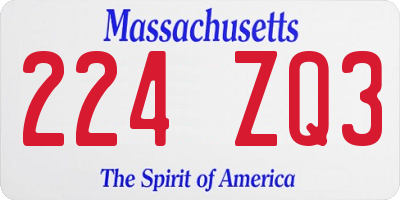 MA license plate 224ZQ3