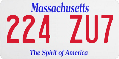 MA license plate 224ZU7