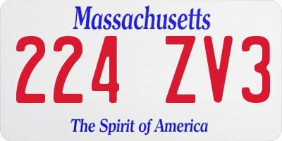MA license plate 224ZV3