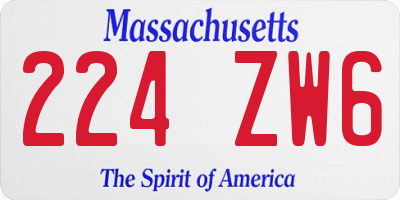 MA license plate 224ZW6