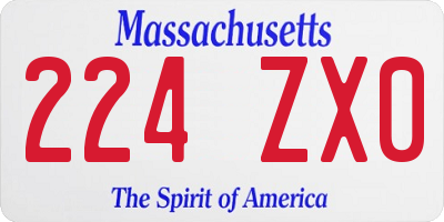 MA license plate 224ZX0