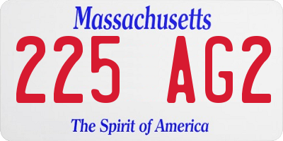 MA license plate 225AG2
