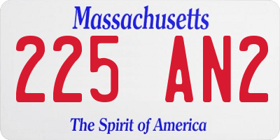 MA license plate 225AN2