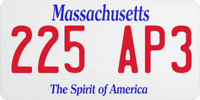 MA license plate 225AP3