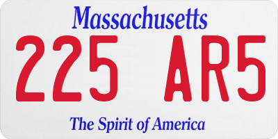MA license plate 225AR5