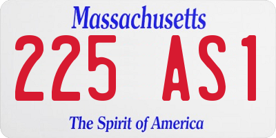MA license plate 225AS1