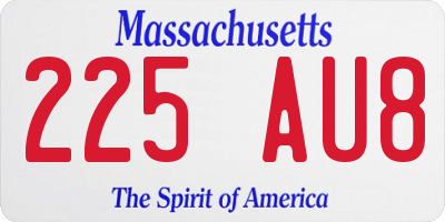 MA license plate 225AU8