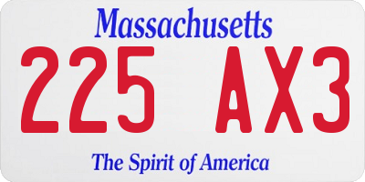 MA license plate 225AX3