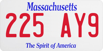 MA license plate 225AY9