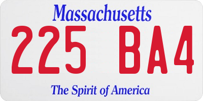 MA license plate 225BA4