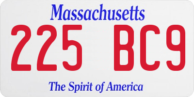 MA license plate 225BC9