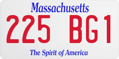 MA license plate 225BG1