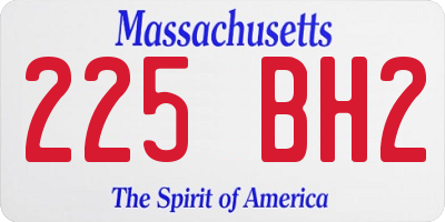 MA license plate 225BH2