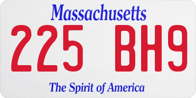 MA license plate 225BH9