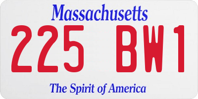 MA license plate 225BW1