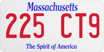 MA license plate 225CT9