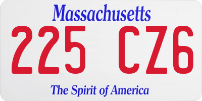 MA license plate 225CZ6