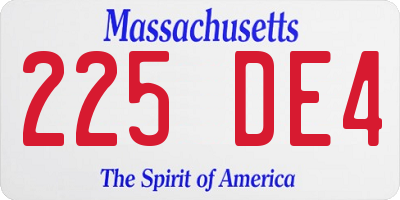 MA license plate 225DE4