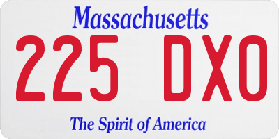 MA license plate 225DX0
