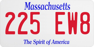 MA license plate 225EW8