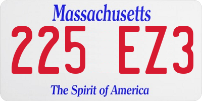 MA license plate 225EZ3