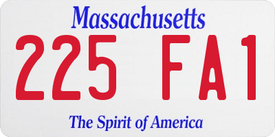 MA license plate 225FA1
