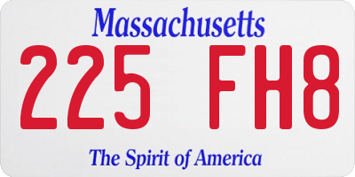 MA license plate 225FH8